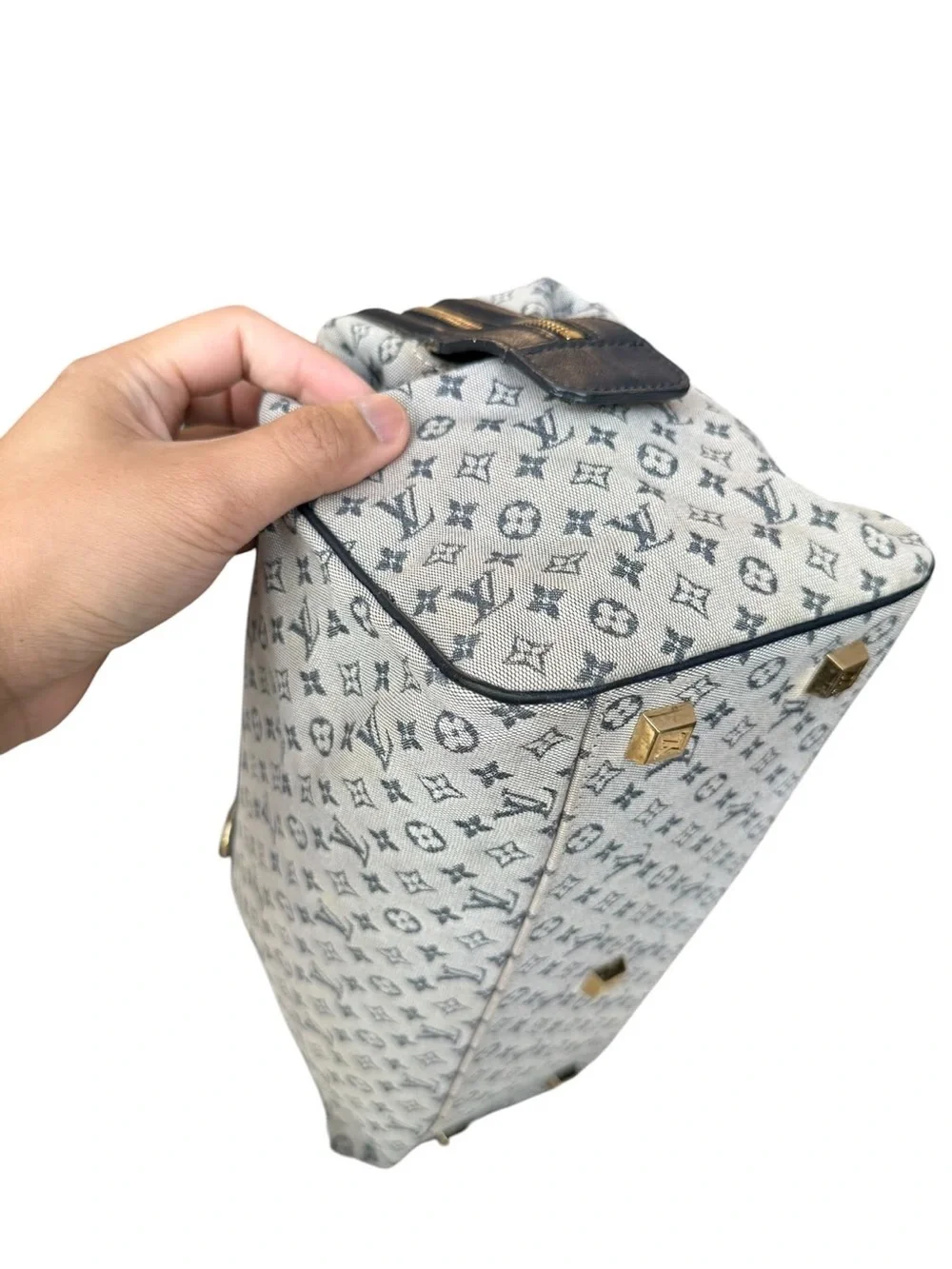 Louis Vuitton Josephine Mini lin Monogram Canvas Satchel in Beige and Black